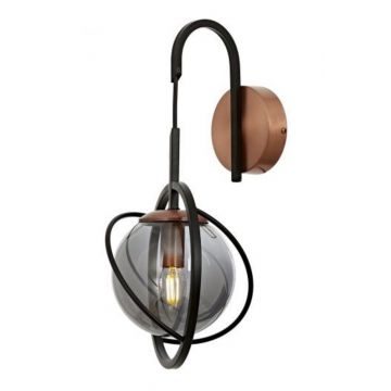 Aplica de perete, AP-1850-1BSY, Avonni, 22 x 24 x 42 cm, 1 x E14, 40W, negru/cupru