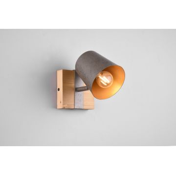Aplica de perete Bell, TRIO, 11x11 cm, 25W, 1x E14, metal, gri/natur