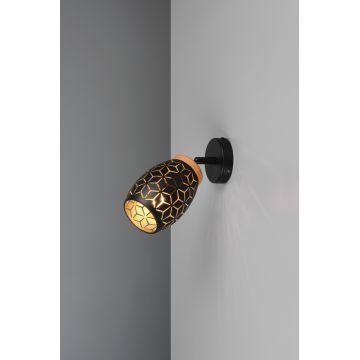 Aplica de perete Bidar, RL, 12x10 cm, 10W, 1x E14, metal, negru/natur