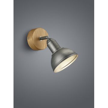 Aplica de perete Delhi, TRIO, 11.6x18x20.5 cm, 40W, 1x E14, metal, nichel antic/natur