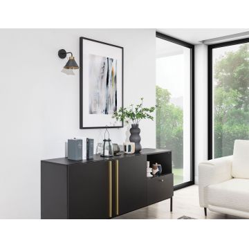 Aplica de perete ELTAP, Detmer, 17x25x20 cm, 1xE27, 15W, otel, negru/auriu