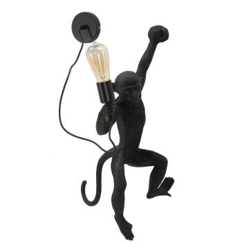 Aplica de perete Monkey, Mauro Ferretti, 1 x E27, 20W, 32x32x64 cm, polirasina, negru