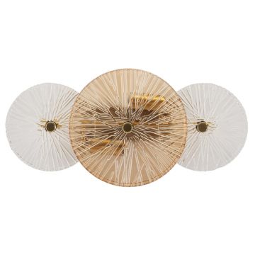 Aplica de perete Osaka, Mauro Ferretti, 2 x E14, 20W, 42x8x20 cm, fier/sticla, auriu/maro/transparent