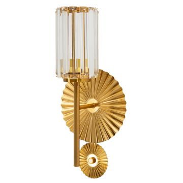 Aplica de perete Tirana, Mauro Ferretti, 2 x E14, 20W, 20x17x47 cm, fier/sticla, auriu/transparent