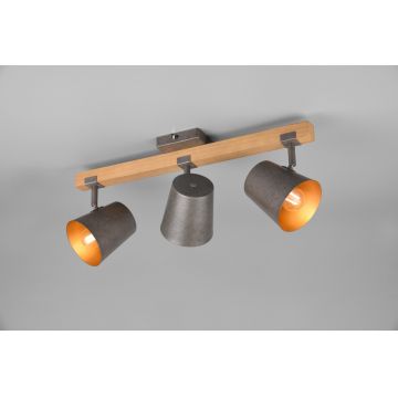 Plafoniera Bell, TRIO, 54x14.5x23.2 cm, 25W, 3x E14, metal, gri/natur