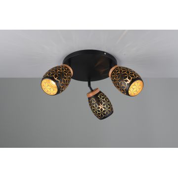 Plafoniera Bidar, RL, 58x27 cm, 10W, 3x E14, metal, negru/natur
