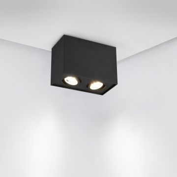 Plafoniera Biscuit, TRIO, 17.8x9.6x12.5 cm, 35W, 2x GU10, metal, negru mat