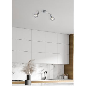 Plafoniera Brest, RL, 40x9x20.5 cm, 15W, 2x E14, metal, argintiu