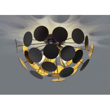 Plafoniera Discalgo, TRIO, 54x30 cm, 40W, 3x E14, metal, negru mat/auriu