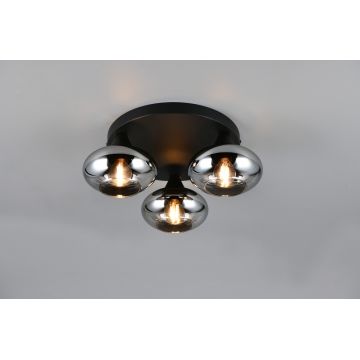 Plafoniera Divina, RL, 39x15 cm, 10W, 3x E14, sticla, negru/gri