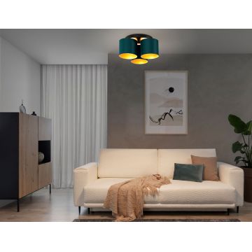 Plafoniera ELTAP, Vespillo, 45x18 cm, 3xE27, 15W, otel/PVC, verde/auriu