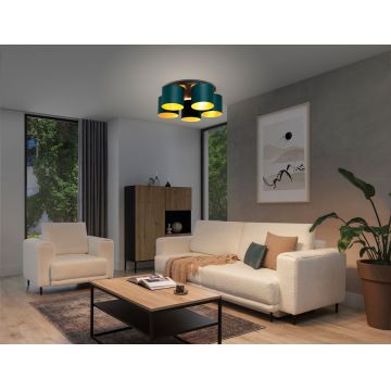 Plafoniera ELTAP, Vespillo, 58x18 cm, 5xE27, 15W, otel/PVC, verde/auriu