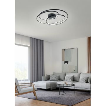 Plafoniera Gale, TRIO, 80x65x14.5 cm, 50W, 1x SMD, metal, negru mat