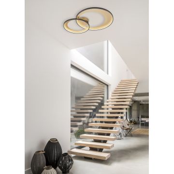 Plafoniera Granada, TRIO, 85x60x8.5 cm, 36W, 1x SMD, metal, negru mat/auriu