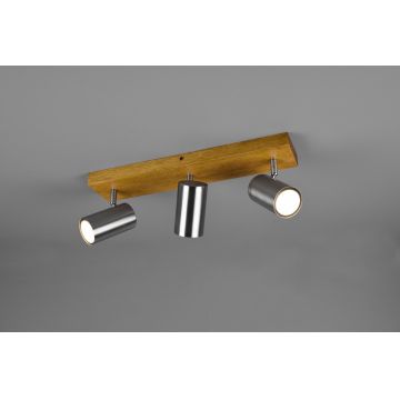 Plafoniera Marley, TRIO, 44x9x16 cm, 35W, 3x GU10, metal, argintiu mat/natur