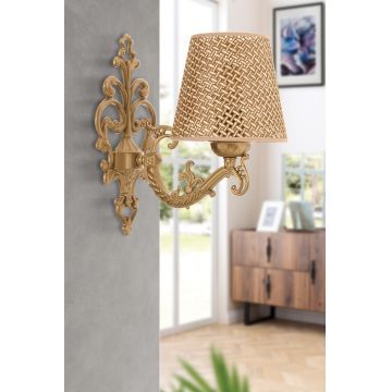Aplica de perete, Opviq, 390FLH2338, Natural / Aur