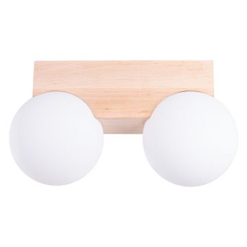 Plafonieră albă/în culoare naturală cu abajur din sticlă ø 12 cm Solum – Sollux