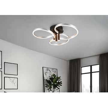 Plafoniera Caruso, TRIO, 65.5x20 cm, 43W, 1x SMD, metal, negru/argintiu lucios