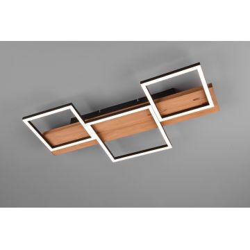 Plafoniera Harper, TRIO, 65x34.5x7.5 cm, 30W, 1x SMD, metal/lemn, natur/negru mat