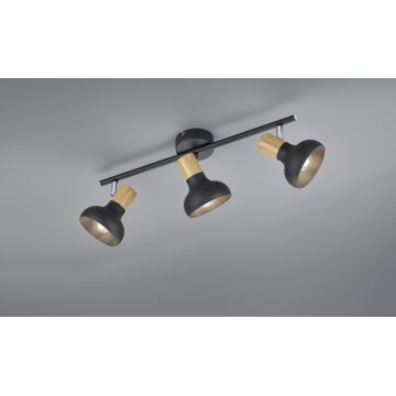 Plafoniera Latika, RL, 47x13.5x18.5 cm, 10W, 3x E14, metal, negru mat/natur