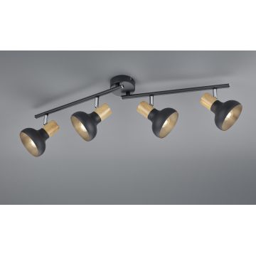 Plafoniera Latika, RL, 71x13.5x18.5 cm, 10W, 4x E14, metal, negru mat/natur