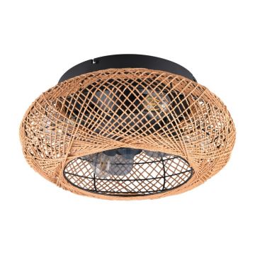 Plafonieră maro cu control prin telecomandă, cu ventilator Lillesand – Trio