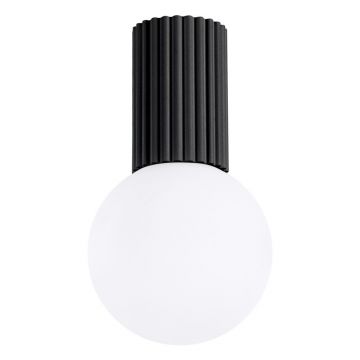 Plafonieră neagră cu abajur din sticlă ø 12 cm Orbital – Sollux