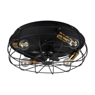 Plafonieră negru-mat cu control prin telecomandă, cu ventilator Trondheim – Trio