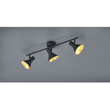 Plafoniera Nina, RL, 58x11x21 cm, 40W, 3x E14, metal, negru/auriu