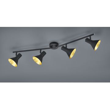 Plafoniera Nina, RL, 84.5x11x21 cm, 40W, 4x E14, metal, negru/auriu