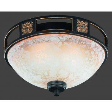 Plafoniera Quinta, TRIO, 33x20 cm, 42W, 2x E27, metal, ruginiu/alb