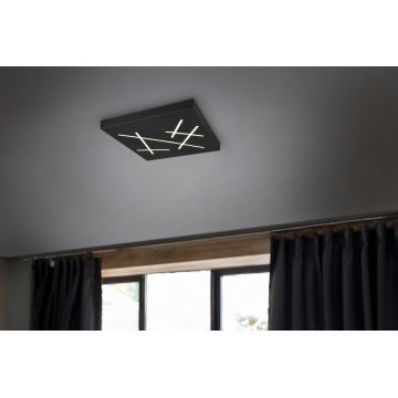 Plafoniera Snip, TRIO, 50x50x5 cm, 24W, 1x SMD, metal, negru mat