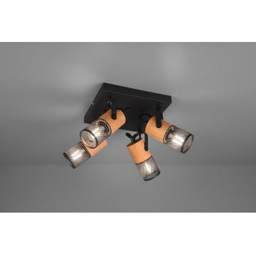 Plafoniera Tosh, TRIO, 22x22x19.5 cm, 40W, 4x E14, metal, negru mat/natur