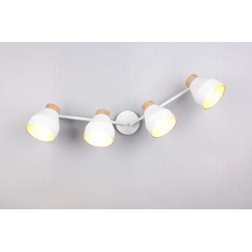 Plafoniera Valentin, RL, 71.5x15x22 cm, 10W, 4x E14, metal, alb mat/natur