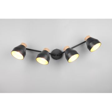 Plafoniera Valentin, RL, 71.5x15x22 cm, 10W, 4x E14, metal, negru mat/natur