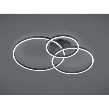 Plafoniera Winona, TRIO, 78x60x11.5 cm, 28W / 10W, 2x SMD, metal, negru mat
